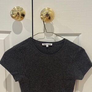 Reformation Charcoal Ribbed Knit Tee
